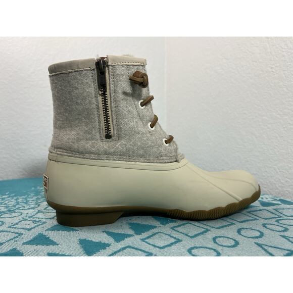 Women's Sperry SALTWATER Emboss‎ WOOL Duck Boots Off White Size 7.5 Sts82473 - Picture 7 of 12